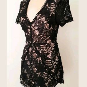 Love Tree Lace Embroidered Romper Shorts